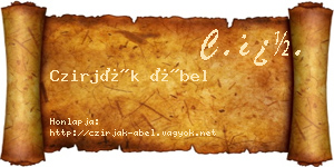 Czirják Ábel névjegykártya